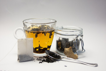 tea with leafs and ginger