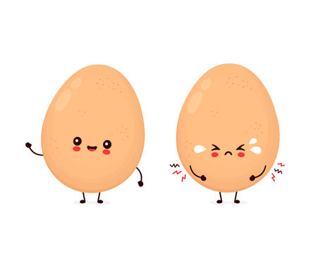 Cute Happy And Sad Cry Chicken Egg