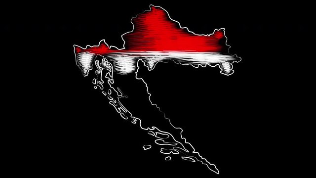 Rijeka Croatia coloring the map and flag. Motion design.
