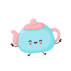 Cute happy smiling teapot. Vector 
