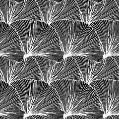 Obraz premium Vector seamless pattern with hand drawn striped leaves