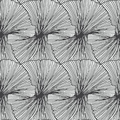 Vector seamless pattern with hand drawn striped leaves