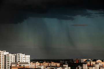 The Heavy thunderstorm over the Moscow, Russia