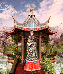 Chinese Jade Princess in an Asian Classical Garden © ratpack223