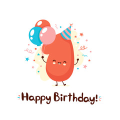 Cute one number with balloons in festive hat