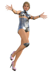 young woman jumping in air