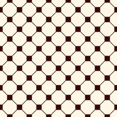 Repeated outline octagons and squares abstract background. Minimalist seamless surface pattern with geometric ornament.