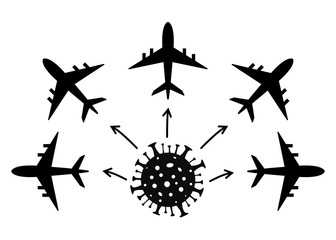 Coronavirus outbreak in the world. Model of the spread of the virus. Coronavirus outbreak. Coronavirus danger. Novel coronavirus (2019-nCoV), Abstract virus strain model. Vector illustration.