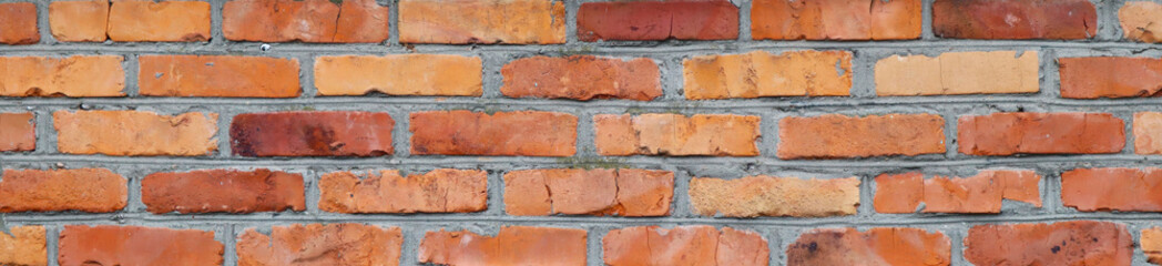 The background of the old red brick wall. Banner.