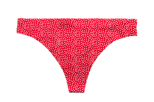 Underwear, red white polka dot panties isolated on white
