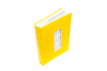Yellow photo album isolated on a white background