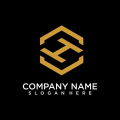 abstract initial letter S H logo design template