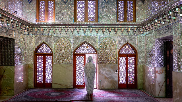 Unidentified woman inside Shah e Cheragh Shrine, Shiraz, Iran