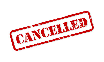 Cancelled rubber stamp vector concept for many events cancelled due to COVID-19