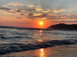 Sunset over Adriatic Sea inAlbania. Beautiful view, card.