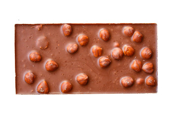 chocolate bar hazelnuts and almonds (delicious sweet dessert snack) menu concept. background. top view. copy space for text
