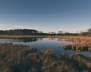 sunset over the lake