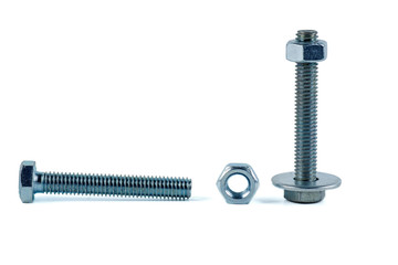 Nuts and bolt isolated on white background.