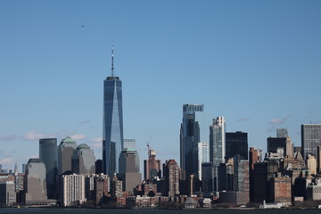 New York City Skyline Zoomed Clear Sky