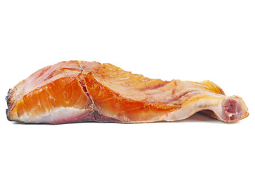 Piece of smocked silver carp on a white background isolated