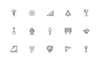 bundle of construction set line icons
