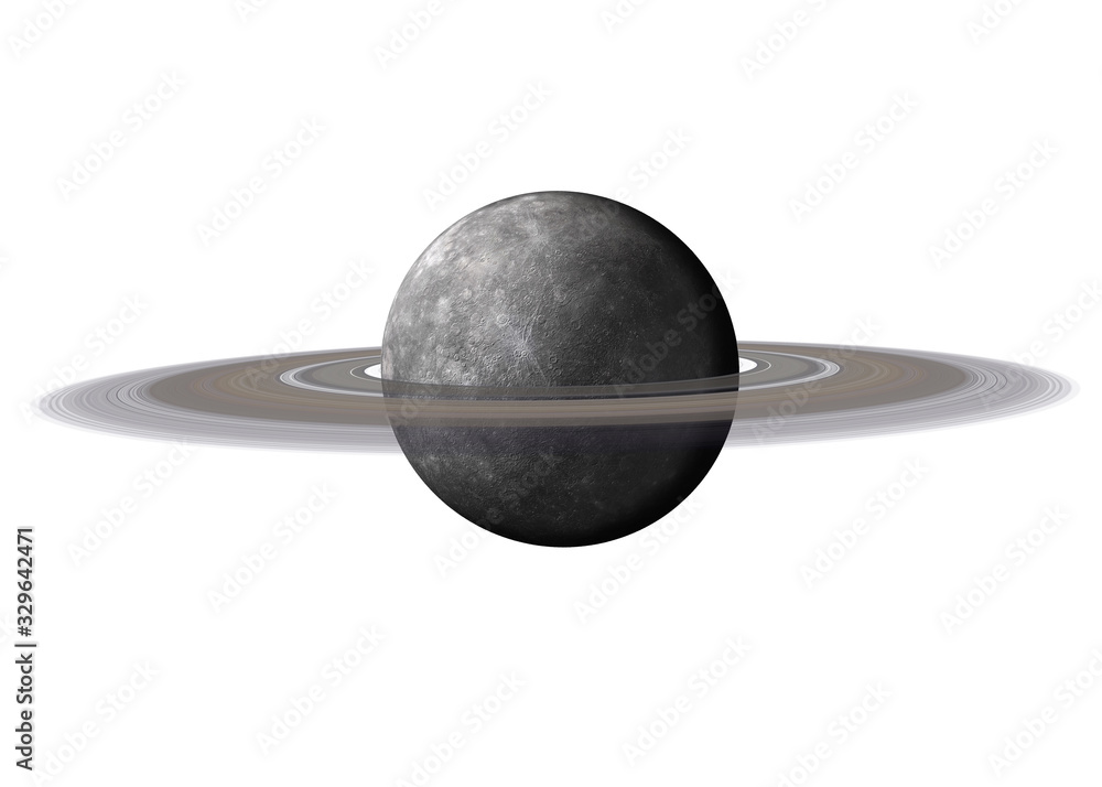 Wall mural high detailed mercury planet of solar system with saturn ring isolated on white background. elements