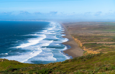 Pacific Coast view at California, Bay Area San Francisco, Beautiful Beach, Blue Sky with Beach