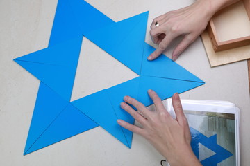 montessori material sensory blue triangles