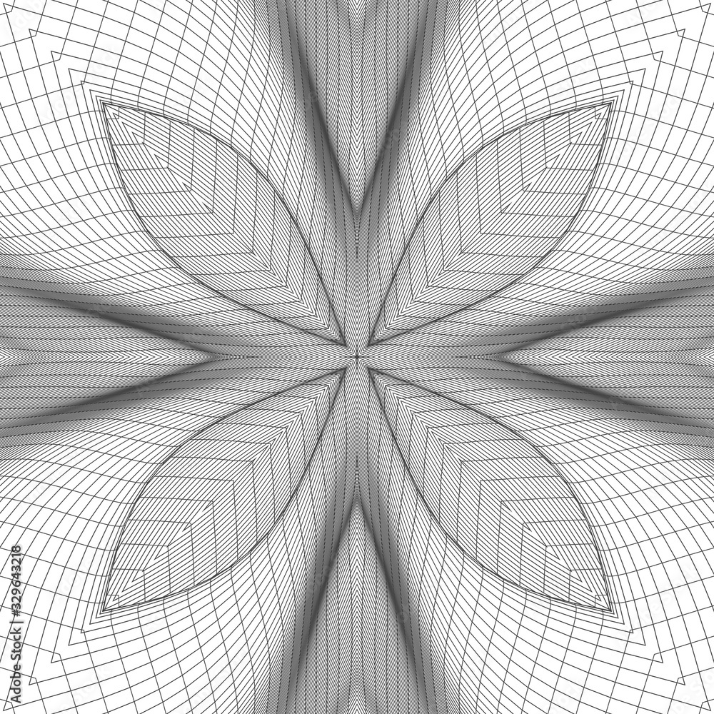 Poster seamless abstract geometric pattern. volumetric forms of many lines. kaleidoscope of 3d images.