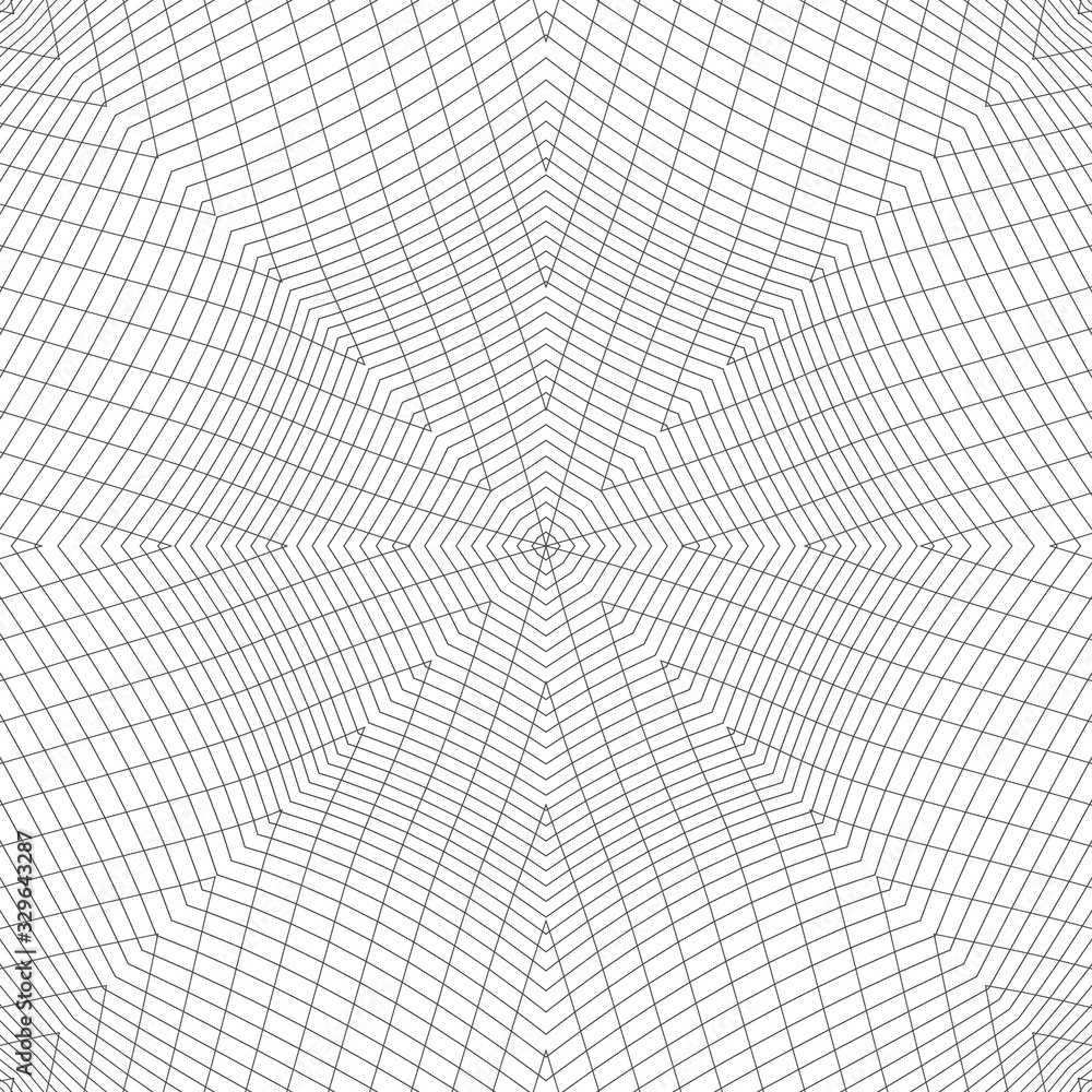 Poster seamless abstract geometric pattern. volumetric forms of many lines. kaleidoscope of 3d images.