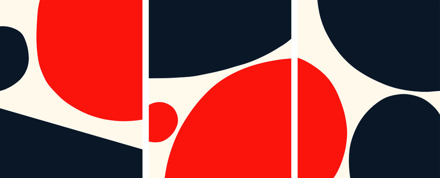 Abstract scandinavian minimal temlates bauhaus Blue and Redcolor palette