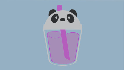 illustration of milk in glass panda