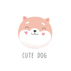 Happy face of a dog. Cute cartoon character. Vector illustration isolated on a white background.