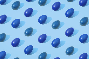 Blue eggs. Trendy Easter pattern.