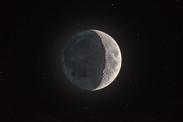 Fototapeta na wymiar The Moon with stars and earthshine HDR