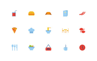 bundle of restaurant set flat icons