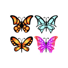 Plakat set of colorful butterflies