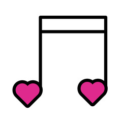 happy valentines day music notes with hearts line style