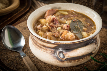 Sour cabbage soup.