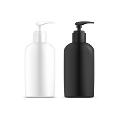 Set of isolated dispenser bottles with liquid soap