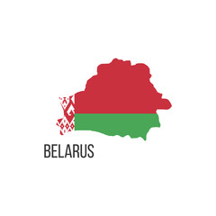 Obraz premium Belarus flag map. The flag of the country in the form of borders. Stock vector illustration isolated on white background.