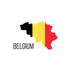 Obraz premium Belgum flag map. The flag of the country in the form of borders. Stock vector illustration isolated on white background.
