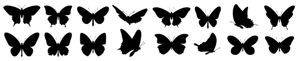 Foto op Aluminium Butterflies silhouette set. Vector illustration © warmworld