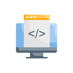 Custom Coding  Vector illustration Flat Design and Development style icon 