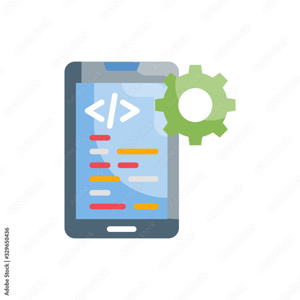 Poster app development vector illustration flat design and development style icon