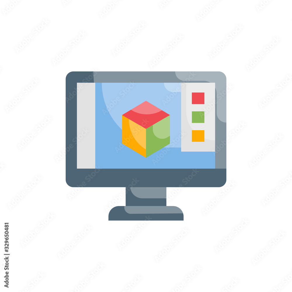 Poster graghics software vector illustration flat design and development style icon