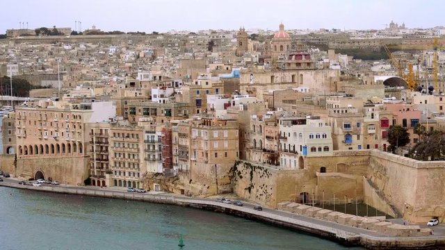 Aerial view over the 3 cities in Valletta Malta from Barrakka Gardens - travel photography