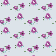 Seamless pattern with colorful hand drawn flowers. Original textile, wrapping paper, wall art surface design. Vector illustration. Floral simple minimalistic graphic design
