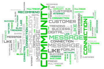 Community green word cloud background
