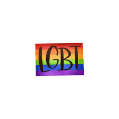 The inscription manual LGBT on the flag texture digital art. Print for stickers, stationery, wrapping paper, posters, cards, invitations, posts, web, fabrics.